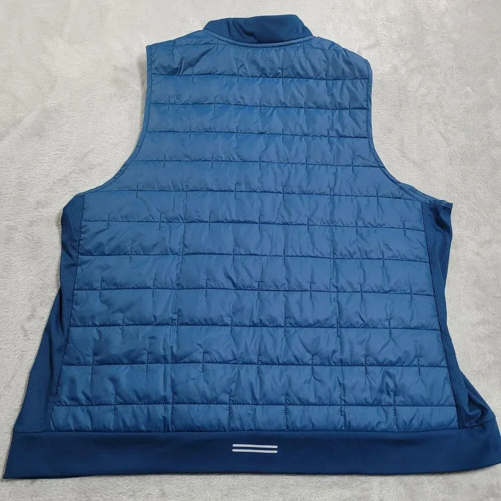 Nike Therma-FIT Running Vest Womens 1X Blue Quilted Full Zip Swoosh Logo